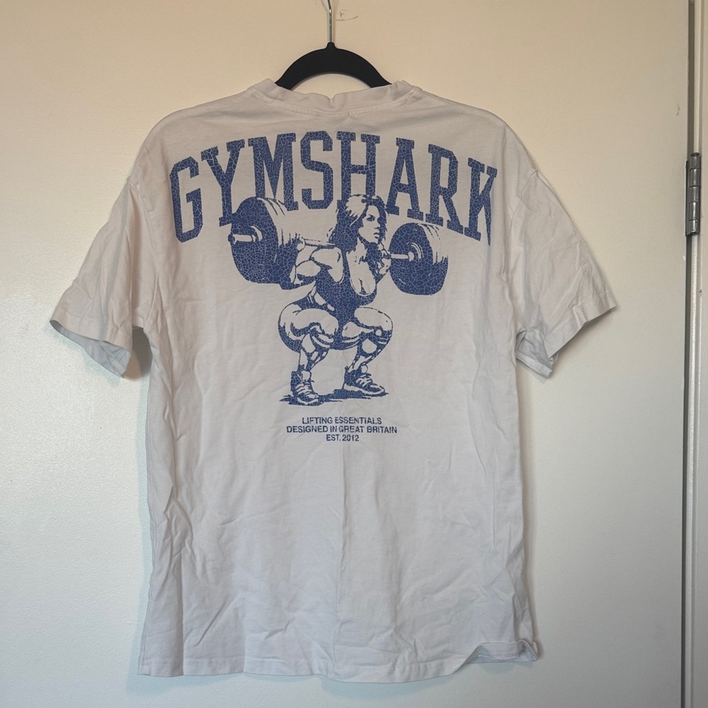 Gymshark White Short Sleeve Tee with Small Blue Logo - Picture 3 of 3